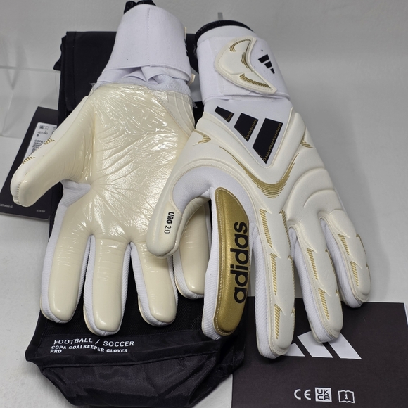 Adidas Copa GL Pro Goalkeeper Gloves White/Gold Metallic JZ5793 Size 8 New